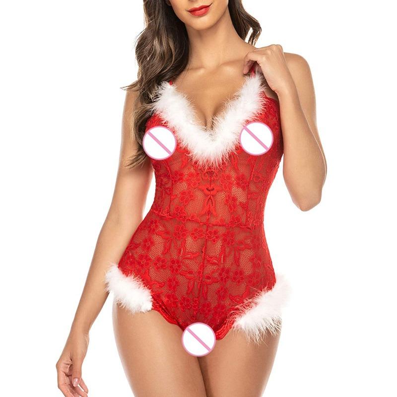 Sexkleid Sexy Perspektive Spitze Einteiler Zeigen Weihnachten