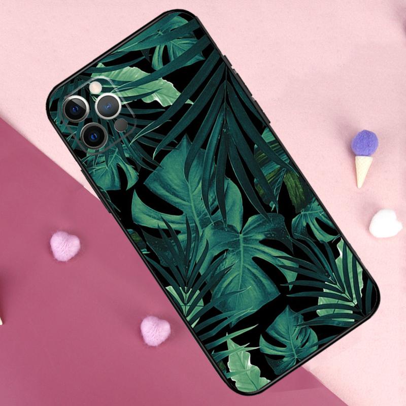 Tropical Leaf Pattern Phone Case For iPhone 17 Pro Max 11 14 15 16 Pro Max Plus 12 13 Mini 17 Air 16e Back Cover