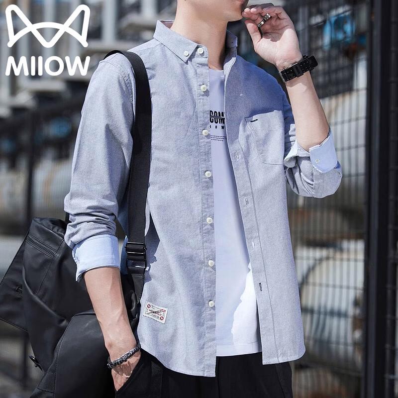 

Mao Ren Men s Long-Sleeve Cotton Business Casual Shirt L
