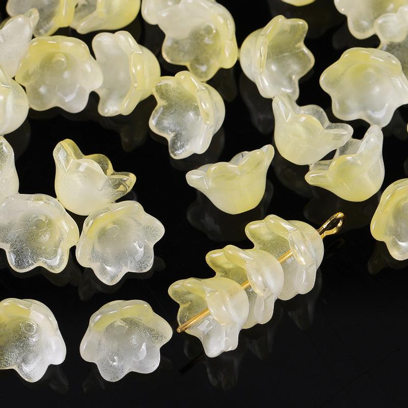 50Pcs/Bag 7X12Mm Colorful Bellflower Lampwork Beads Caps Glass Spacer Beads For Jewelry Making Diy Handmade Bracelets Hairpin