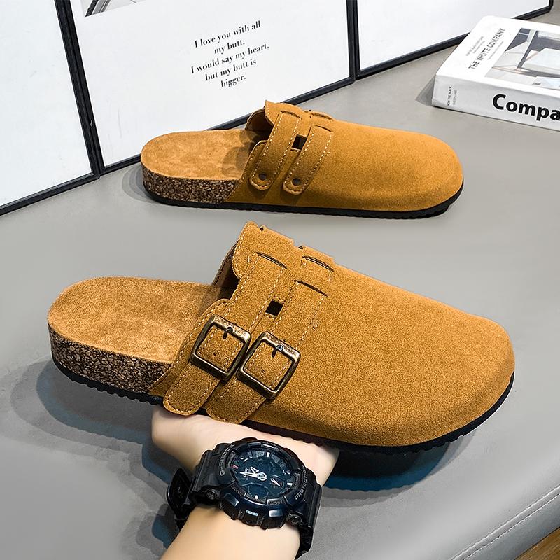 Fashion Suede Clogs for Women Men Mules Cork Footbed Sandals With Arch Support Fashion Nonslip Outdoor Beach Slippers Home Shoes