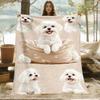 1pc 3D White Tiger Print Soft Flannel Throw Blanket Warm Cozy Fuzzy Blanket for Home Bedroom Sofa Couch
