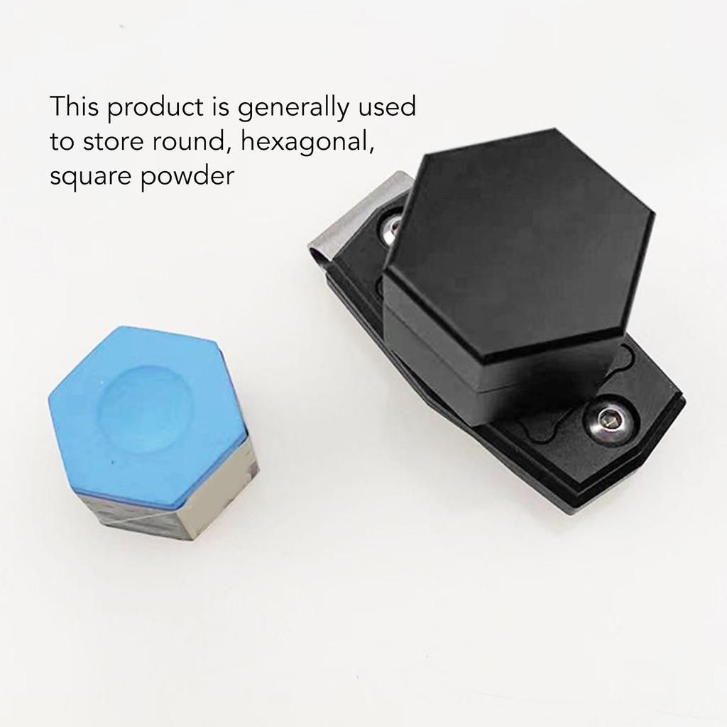 Hexagonal Pool Cue Chalk Box with Magnetic Clip 6063 Aluminum Black Lightweight Magnetic Portable Billiard Chalk Case for Billiard Cue