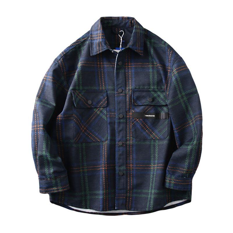 Loose Plus size! Double-sided Different Colors! Foreign Trade Tail Goods Men's Spring and Autumn Lapel Denim Jacket Plaid Top