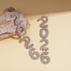Rhinestone 2026 Jewelry Suit Exaggerated 2026 Necklace Vintage Happy New Year Earrings  Christmas
