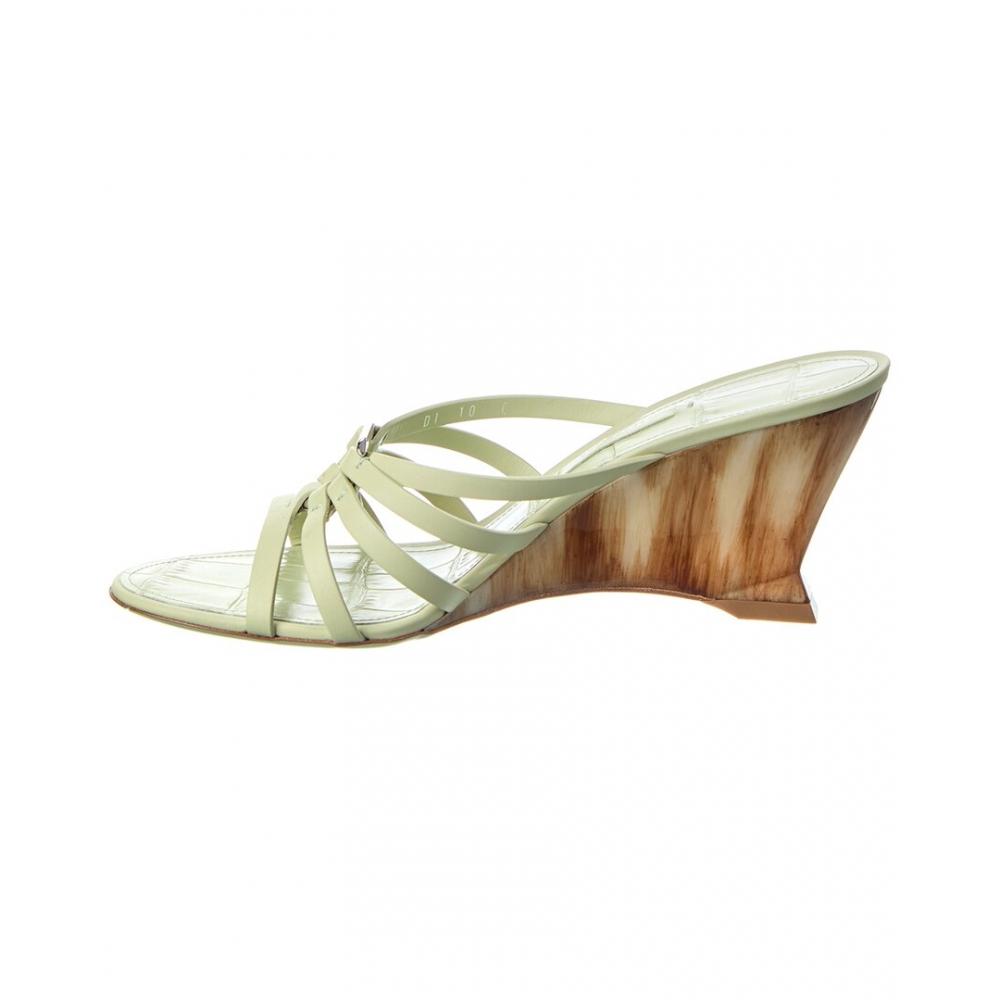 Salvatore Ferragamo Anemone Leather Wedge Sandal Green
