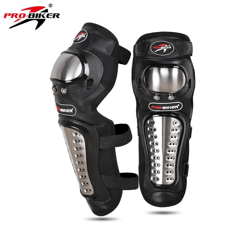 Stainless Steel Motorcycle Knee Elbow Guards Set Off-Road Racing Riders Protective Gear 4-Piece Black