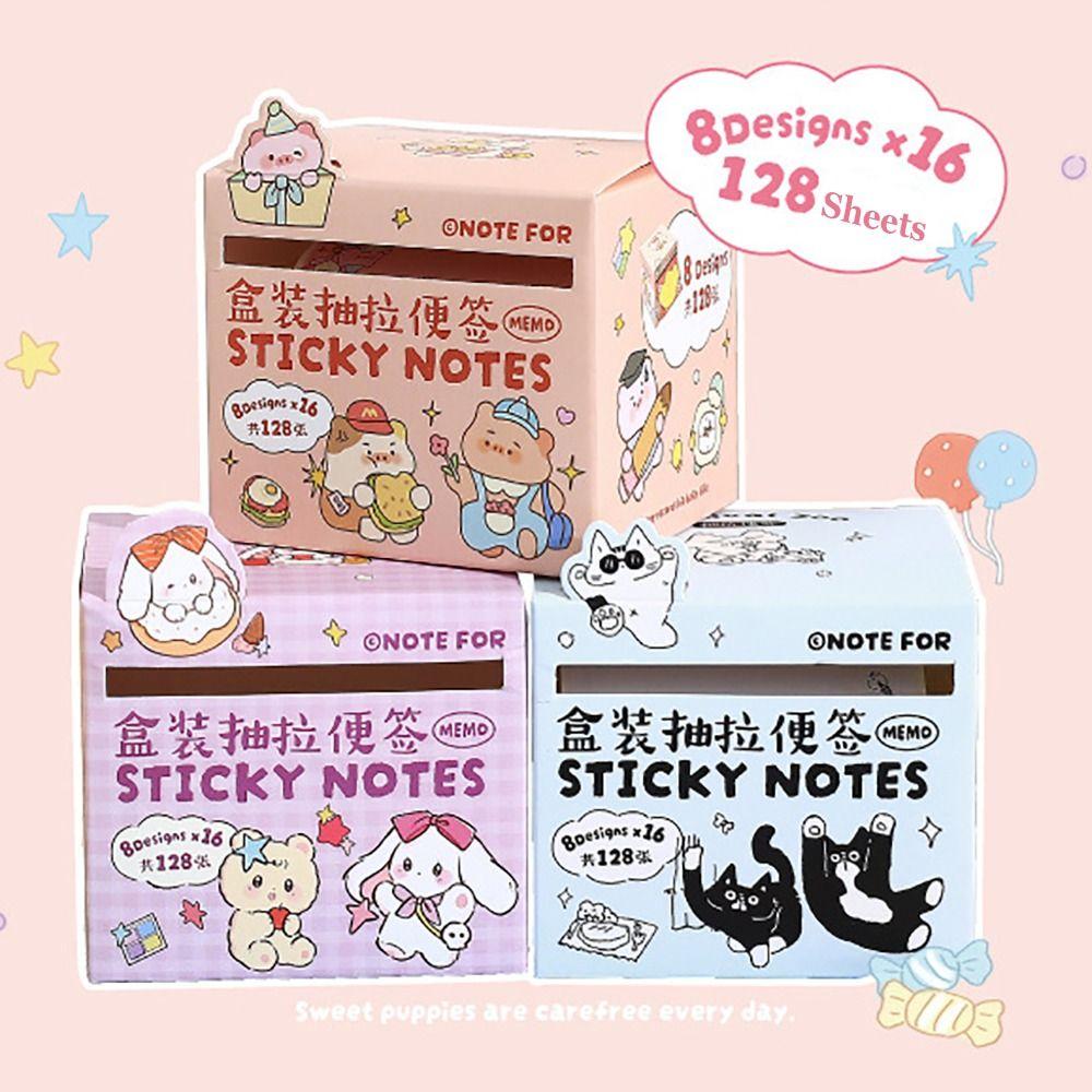 128 Sheets Aesthetic Stationery Pull-Out Label Stickers Writable Memo Pad Student