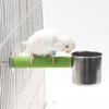 Bird Perch Stand With Feeding Bowl, Wooden Quartz Sand Bird Cage Perch Stand, Parrot Stainless Steel Food Water Bowls For Parakeet Cockatiel