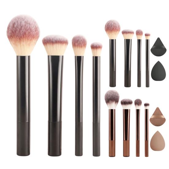 4 Stück/Set Damen Make-up Pinsel Set mit Puderschwamm Loses Puder Rouge Foundation Pinsel Synthetische Borsten Kosmetikpinsel Make-up Schwamm Set