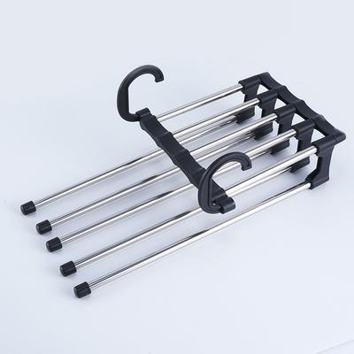 Multifunctional Super Practical Stainless Steel Tube Five In One Pants Rack Magic Pants Rack Space Hanger