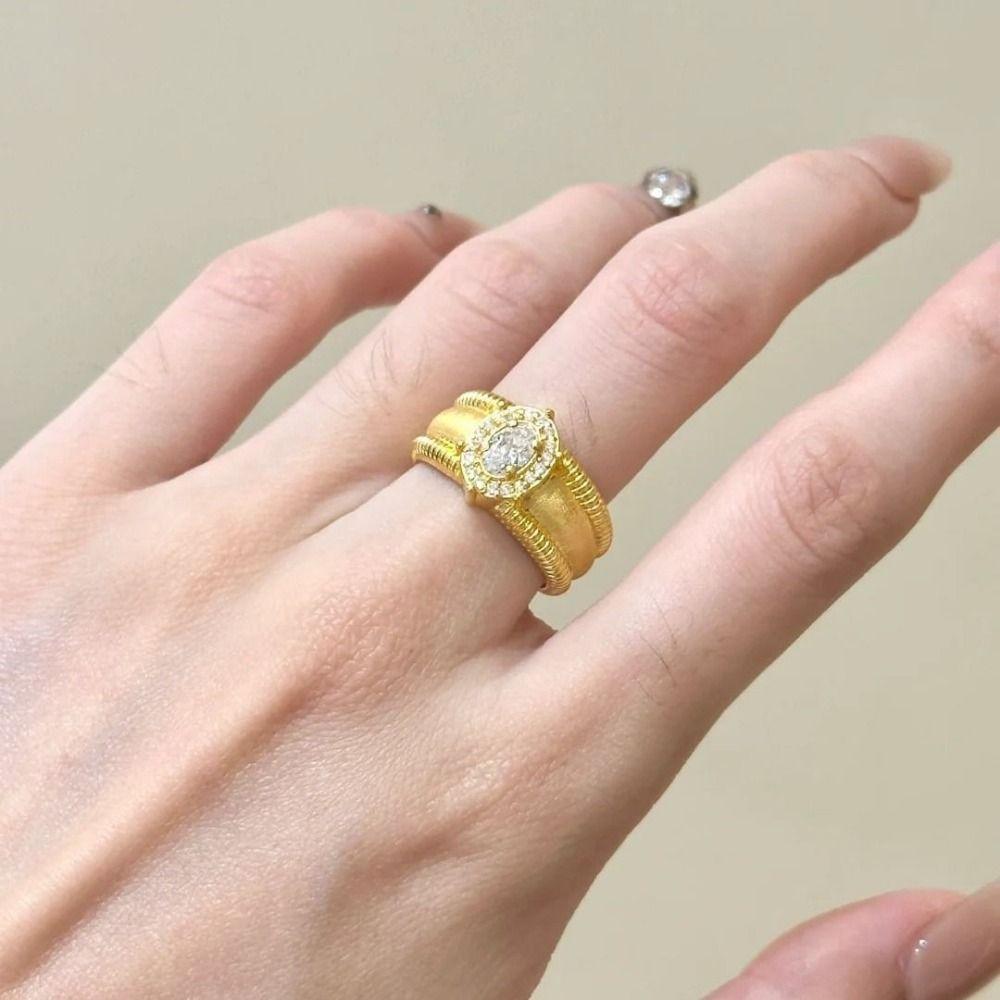 Vintage Crystal Split Ring Unique Women's Jewelry Elegant Adjustable Finger Rings Ladies