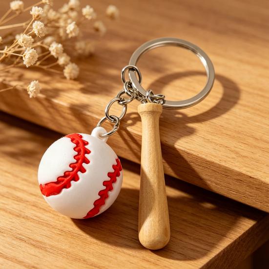 Keychain Pendant Sports Style PVC Baseball Pendant Keyring Baseball Theme Key Chain Portable Car Bag Accessory