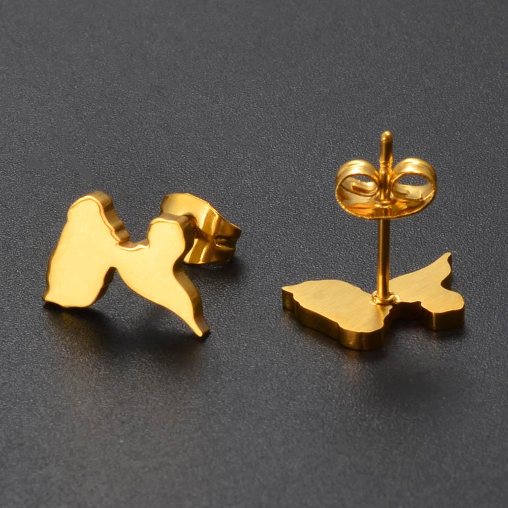 Anniyo Map of Guadeloupe Stud Earrings for Women Girls France Guadeloupe Jewelry Stainless Steel #310501