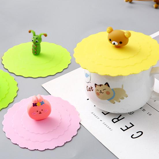 6Pcs Silicone Cup Lid Set Cute Animal Drink Covers Reusable Airtight Mug Cover for Hot/Cold Beverages Dustproof Leak-Proof Cup Sleeves