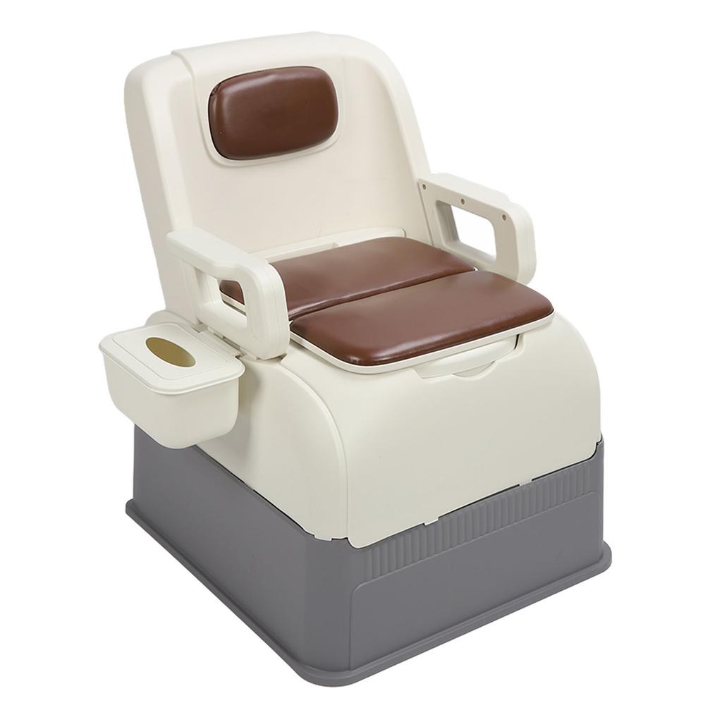 Bedside Commode Chair Strong Load Capacity Anti Slip Soft Padded Triple Sealed Bedside Commode for Toilet Elderly Adults