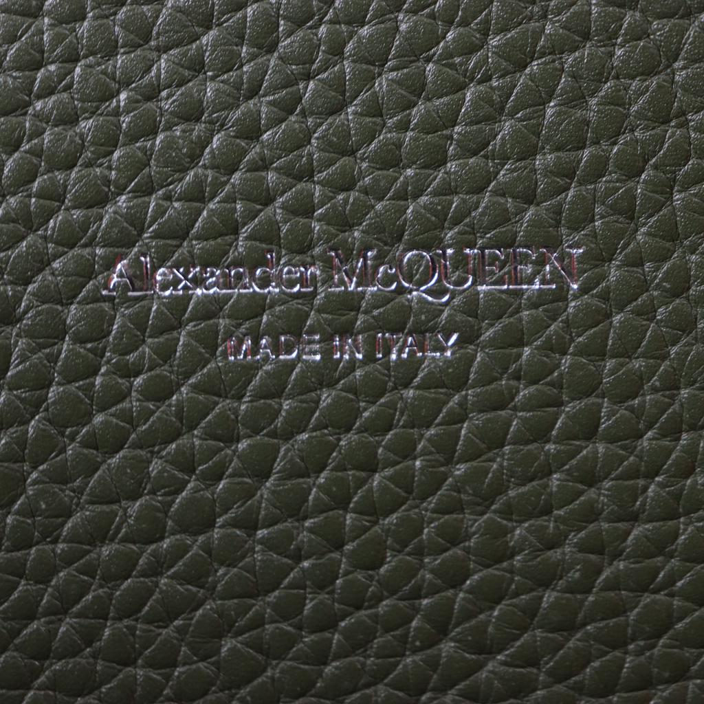 Alexander McQueen ToteBag EDGE Medium Logoprint HnadBag khaki Calfleather 762342 Used