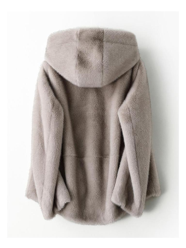 2024 Women's Short Hooded Winter Coat - Thickened Golden Mink Fleece, Eco-Friendly Faux Fur Jackets