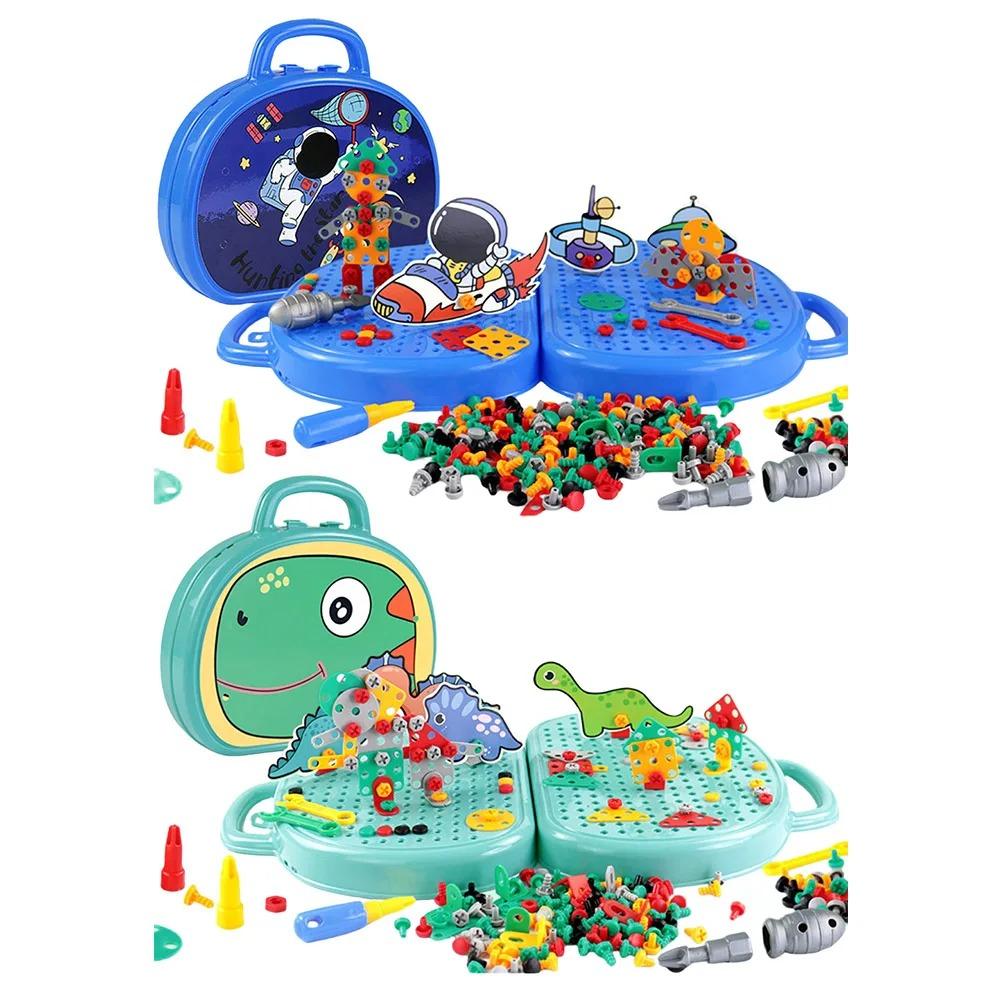 Magische Montessori Spielzeug Werkzeugkasten mit Bohrmaschine Pädagogisches Bauingenieurwesen Spielzeug Kreatives Kinder DIY Lernspielzeug