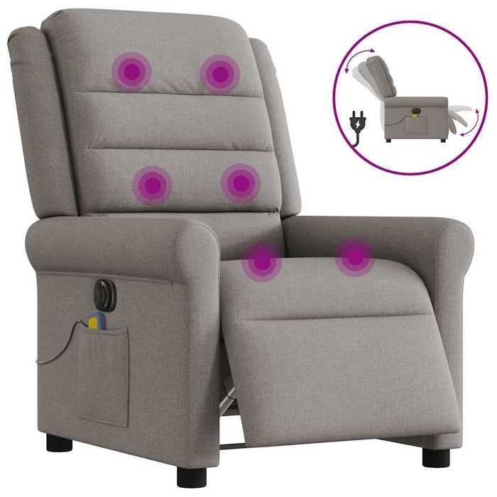 VidaXL Electric Reclining Massage Armchair Taupe Fabric 3303311