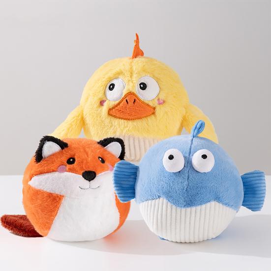 Pet Toy Cartoon Chick Dolphin Fox Design Singing Pet Toy Interactive Singing Dancing Modes Irregular Jumping Plush Ball