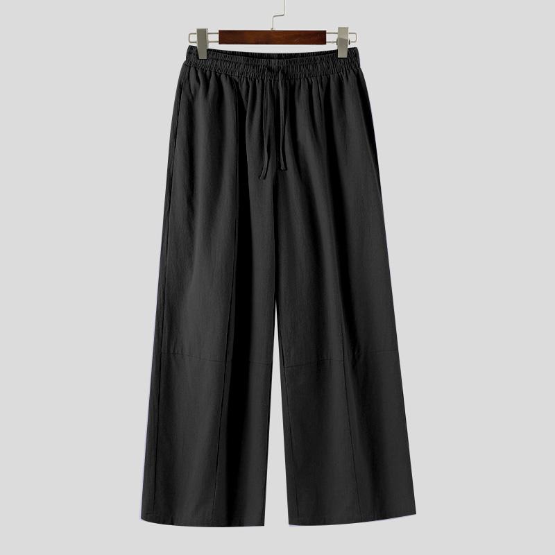 

INCERUN Мужские брюки на кулиске с эластичной талией, хлопковые, повседневные, длинные, с широкими штанинами M