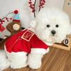 Plush Dog New Year Clothes Chinese Knot Buttons Pet Tang Suit Warm Puppy Coat  Holiday Celebration