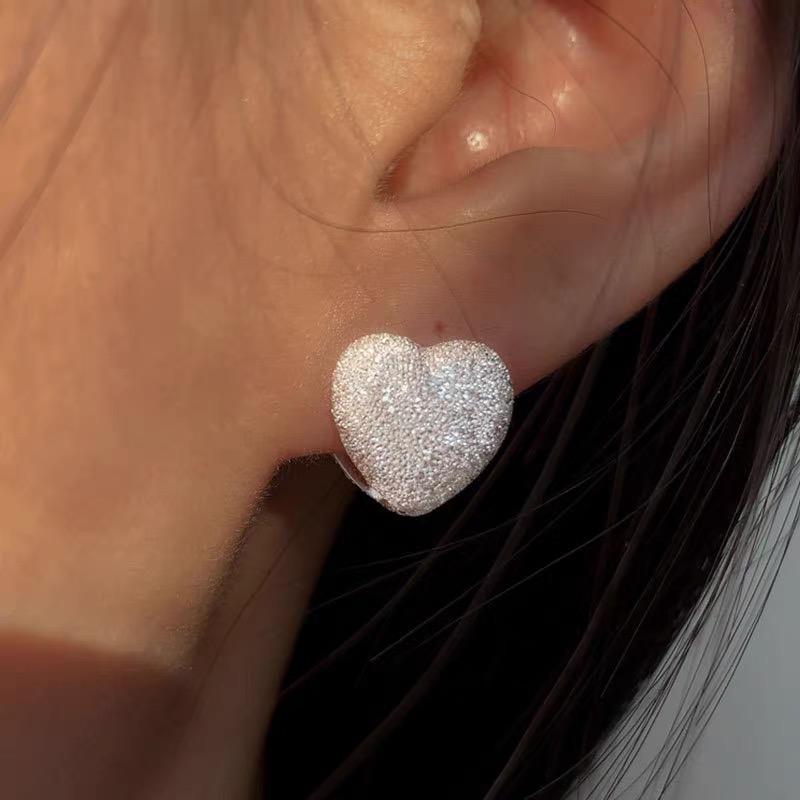 

BF CLUB 925 Sterling Silver Vintage Earrings For Women Trendy Shinning Heart Earring Jewelry Prevent Allergy Party Accessories