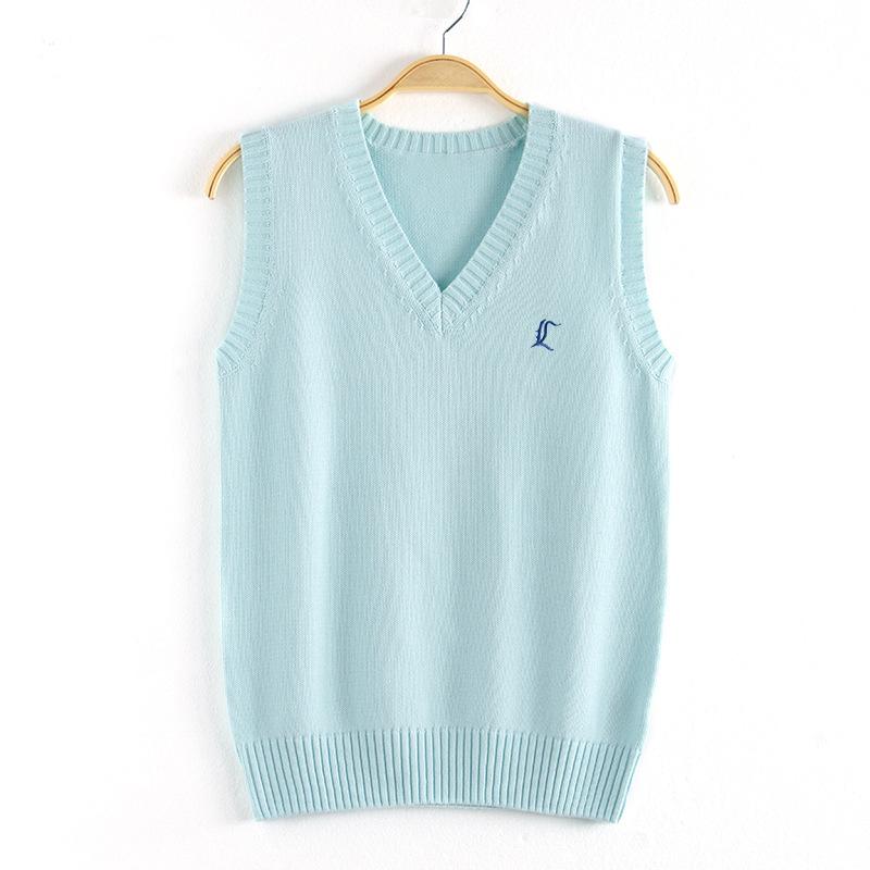 

Вязаный жилет JK женский в стиле колледжа, вязаный жилет-свитер, сезон осень-зима one size