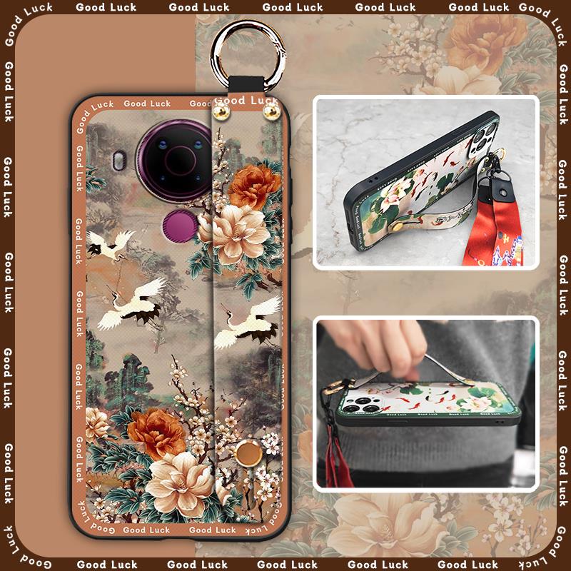 Schmutzabweisende Strapazierfähige Handyhülle Für Nokia 5.4 Für Mama Chinesischer Stil Mode Silikon Staubdicht Umhängeband Ältere Dame