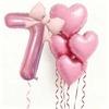 6pcs Romantic Pink Bow Heart Balloon 32Inch Birthday Party Balloons  For Engagements Wedding