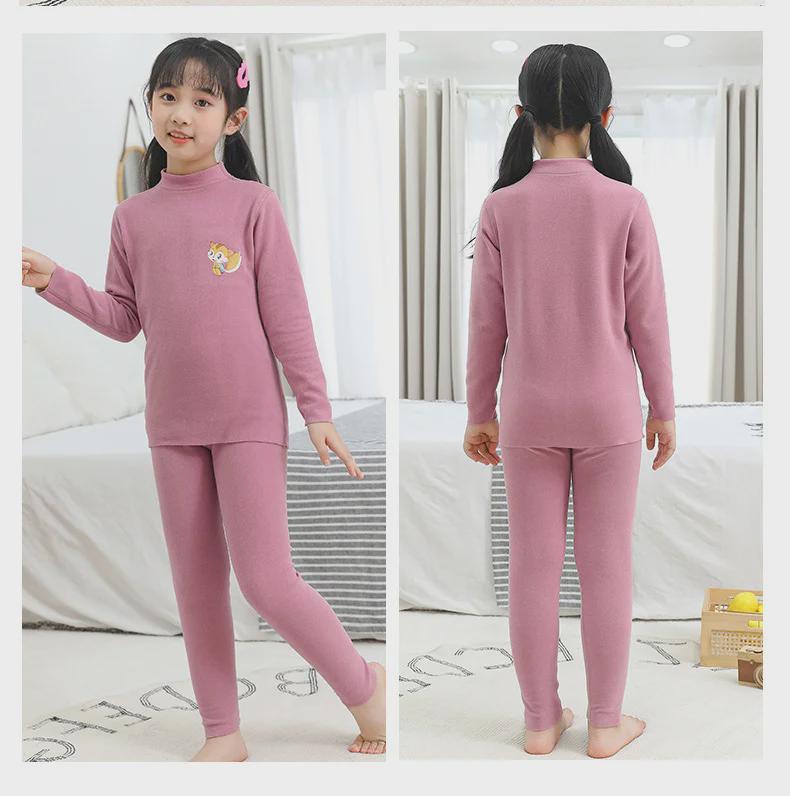 Thermo-Unterwäsche-Set für Kinder mit mittellangem Halsausschnitt – Frühjahr 2025, Flanellhosen für Kinder
