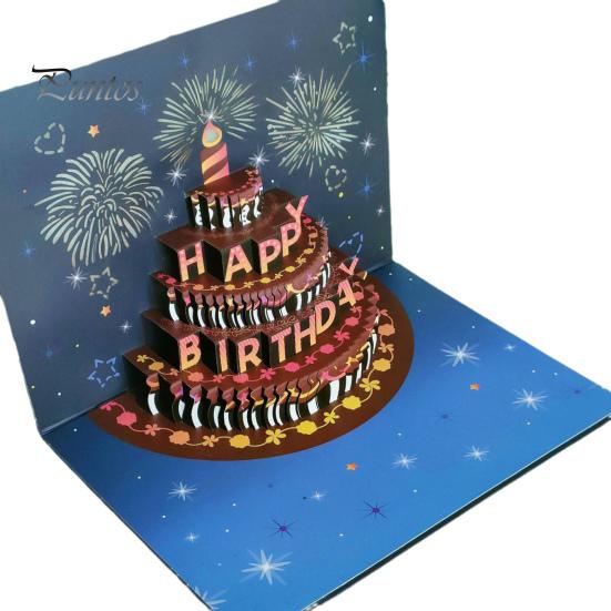 Carte Pop-up 3D Gâteau D'anniversaire – Carte Voeux Cupcake Rose