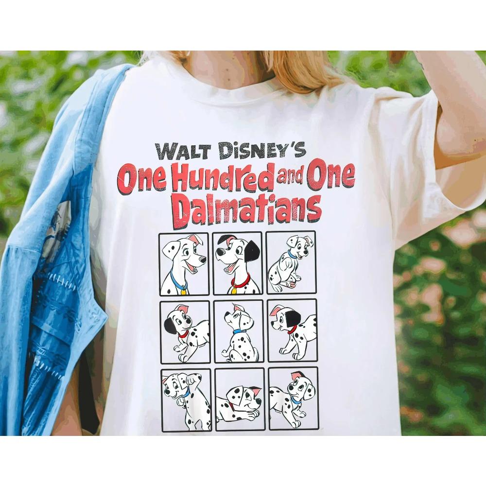101 Dalmatians Puppy Group Shirt Retro Cute Dog Lover Tshirt Birthday Gift Shirts  land Family Trip Women Cotton S
