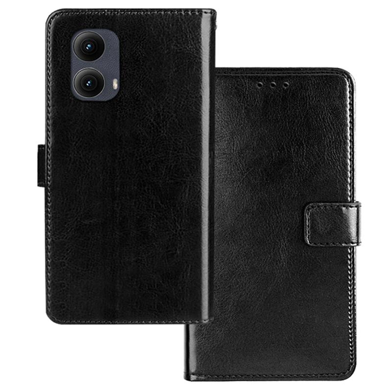 IDEWEI for Motorola Edge (2024) 5G Case Card Slots Holder Leather Phone Cover Crazy Horse Texture