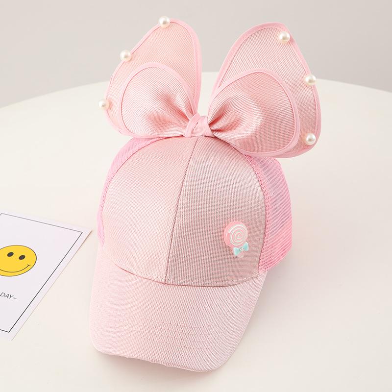 Spring and summer sunscreen parent-child fashion cute bow cap children's hat baseball net hat sun hat