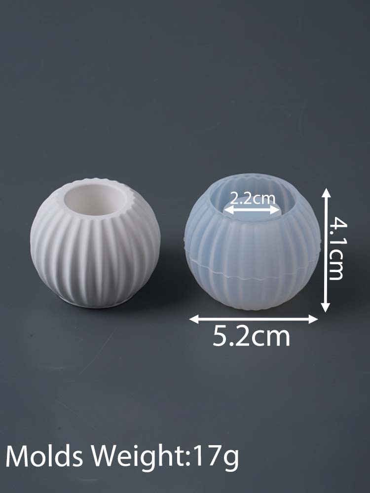 Round Stripe Candle Cup Silicone Mold DIY Home Table Decor Candlestick Crafts Making Plaster Resin Vase Storage Box Clay Molds