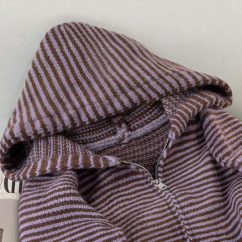 Women's Striped Hooded Long-Sleeve Jacket