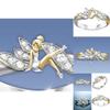 Exquisite Fantasy Flower Fairy Elf Cubic White Gold Plating Two-toned Wedding Ring Jewelry For Women