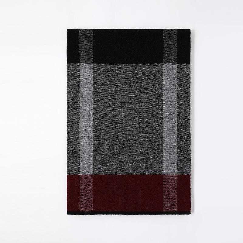 Pure wool men's plaid scarf thickened warm men's scarf leisure business travel autumn and winter tide