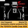 For TOYOTA Corolla Cross 2026 Panel Dashboard Navigation Automotive Interior Protective Film TPU Anti-Scratch Accessories