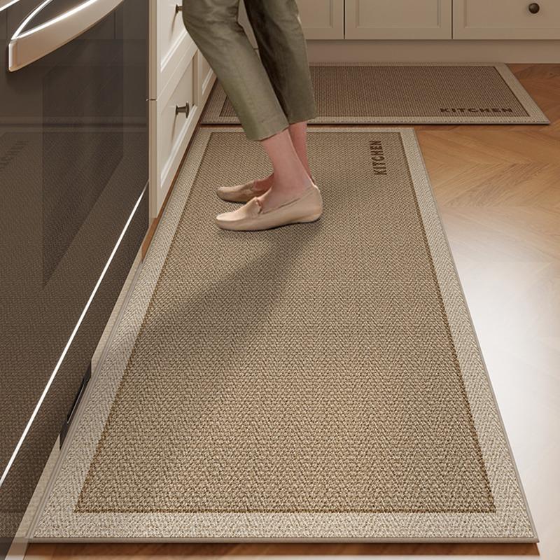 Mat For Kitchen Runner Rug Set Water-Absorbing Non-Slip Floor Mats Long Carpet Brown Imitation Linen Home Decoration Rugs