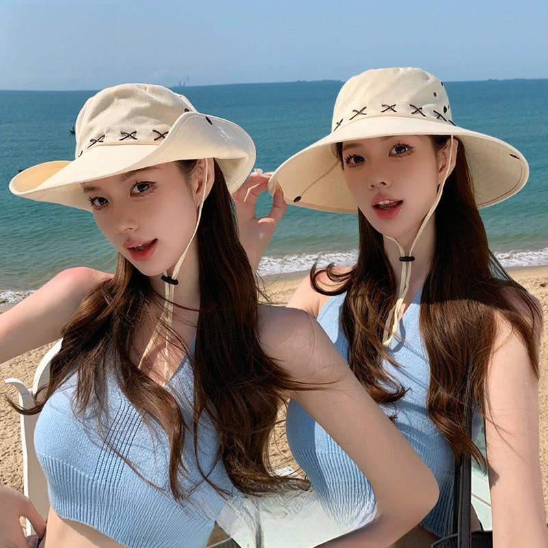 Polyester Summer Wide Brim Fisherman Hat For Men And Women Sun Protection And Breathability