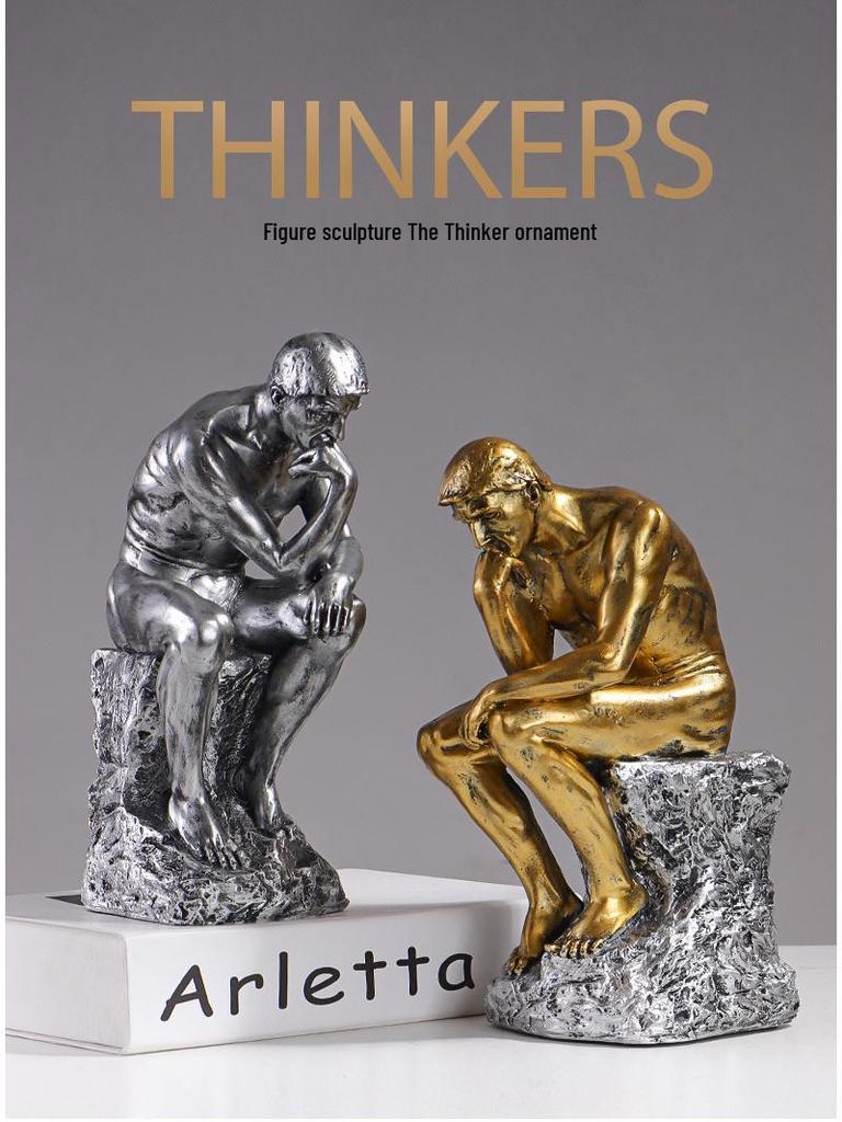 European Style Thinker Sculpture: Creative Ornament for Bookcases and Wine Cabinets