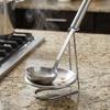 Modern Stainless Steel Vertical Spoon Rest Stable Convenient Scoop Holder with Plate Space Saving Kitchen Storage Tool Kitchen