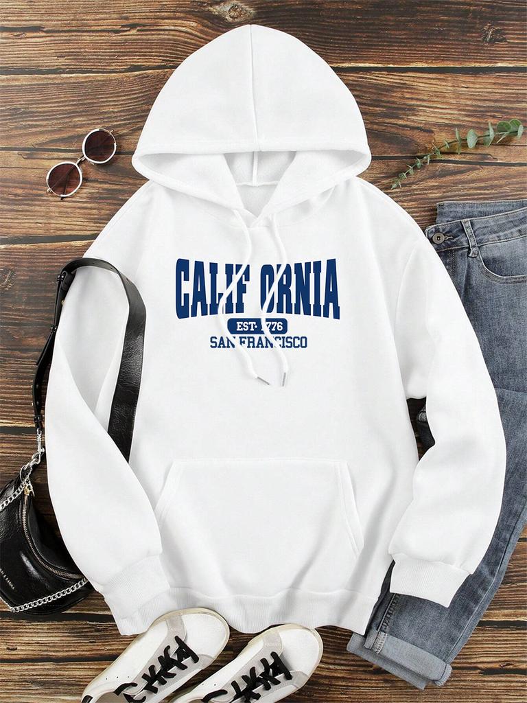 California Est 1776 San Francisco Men Women Hoodies Cute Pocket Pullovers Pattern Oversize Streetwear Fleece Couple Sportswear
