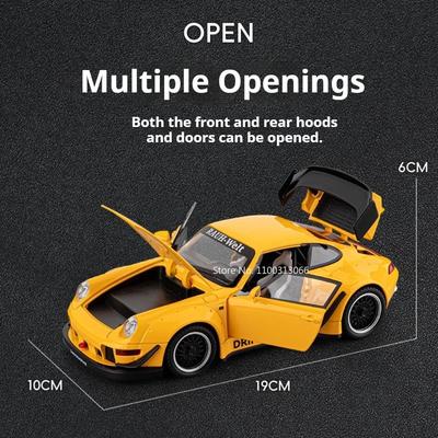 1:22 Alloy 993 RWB Shelby Cobra Models Cars Toys Wheels Turned Miniature Vehicles with Light Sound Sports Car Collect Souvenirs