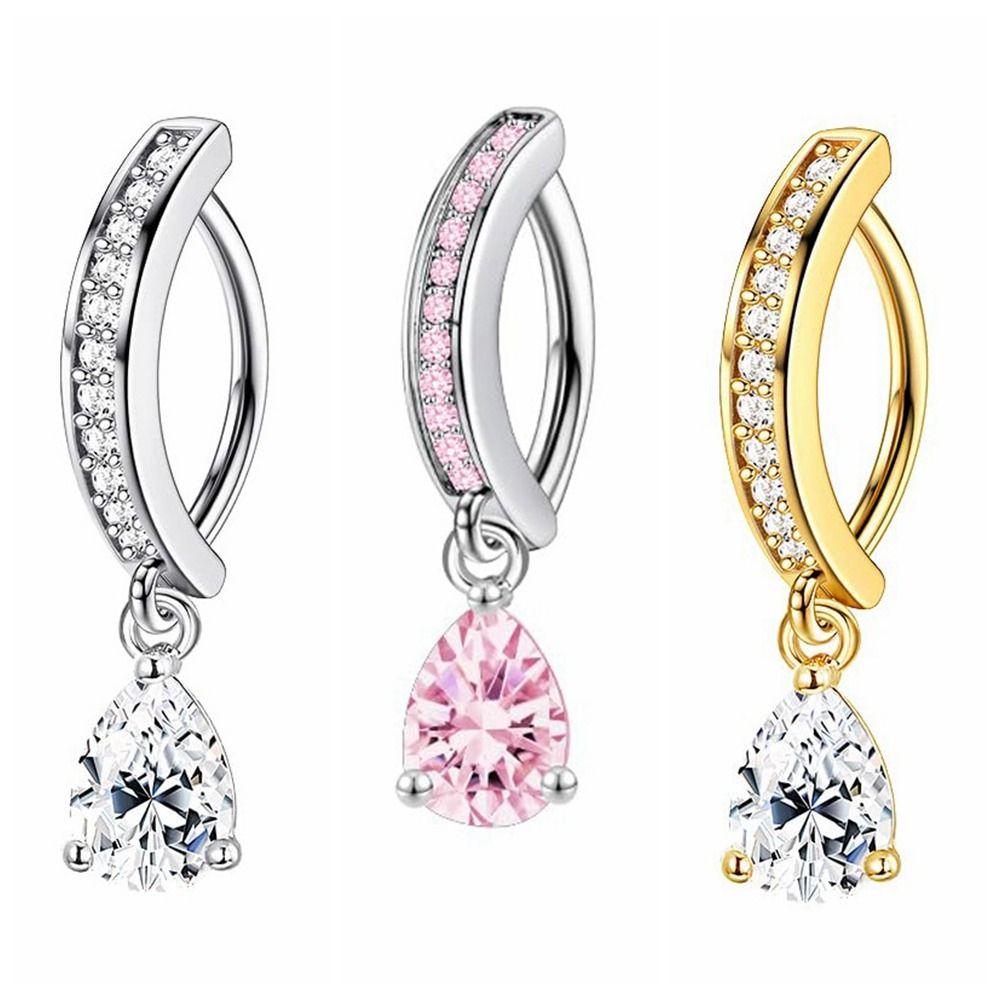 Butterfly Gem Navel Piercing Stainless Steel Shiny Body Jewelry Zircon Belly Button Rings  Stylish