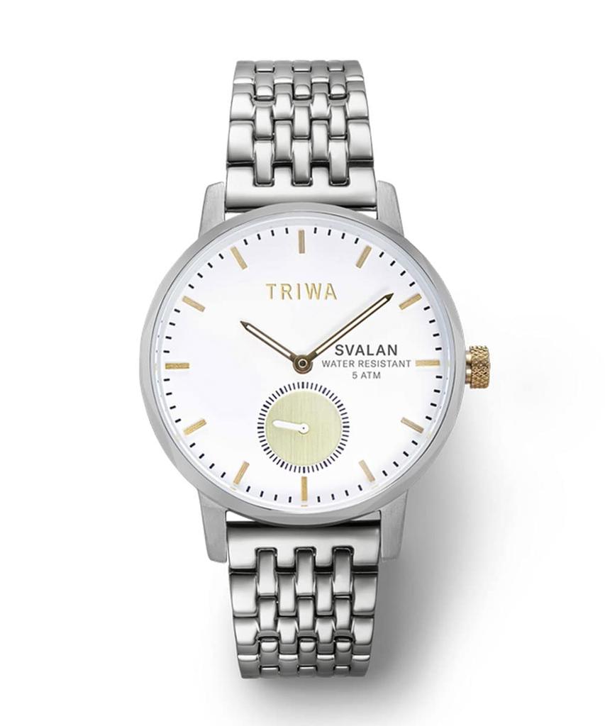 TRIWA Svalan Watch with White Dial and Silver Link GRACE SVALAN Officially Swedish Scandinavian Design Women's Strap, SVST110-BS121212, Imported,