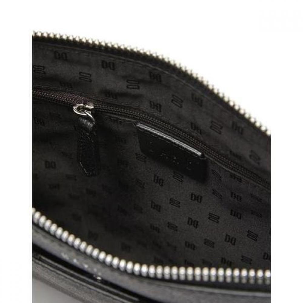 Daks Black Leather Dd Logo Pattern Medium Clutch Bag Dbba3e467